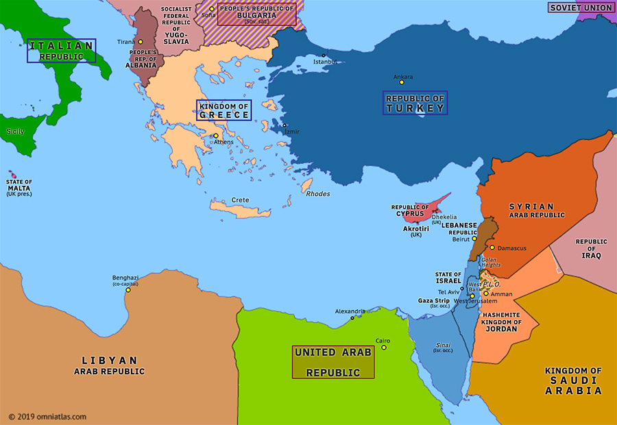 Black September | Historical Atlas of Eastern Mediterranean (18 September 1970) | Omniatlas
