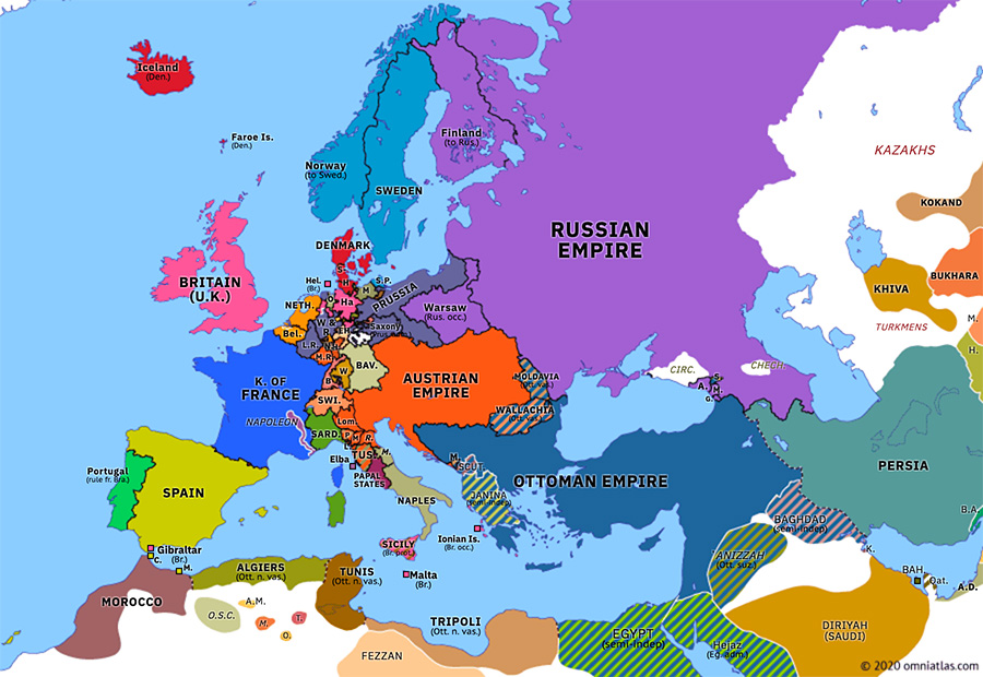Map Of Europe 1815 Before Napoleonic Wars