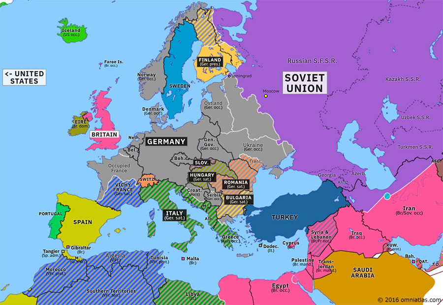 map of europe january 1942