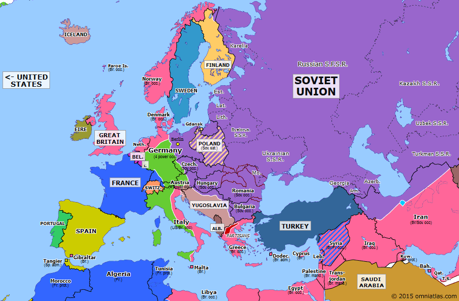 German Surrender | Historical Atlas of Europe (14 May 1945) | Omniatlas