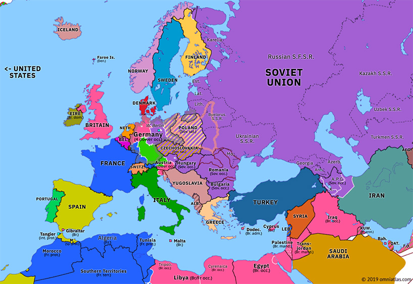 Map Of Europe 1946 The Iron Curtain Descends | Historical Atlas of Europe (19 April 