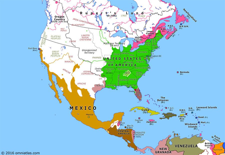 Second Seminole War | Historical Atlas of North America (28 December ...