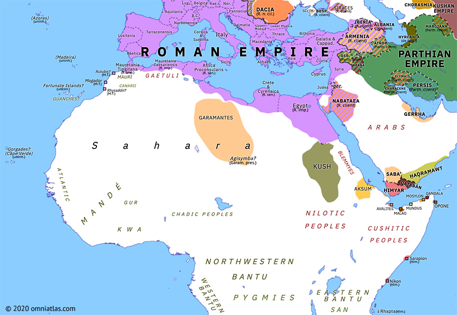 Kingdom Of Axum Map Empire Of Aksum | Historical Atlas Of Northern Africa (Circa 100) |  Omniatlas