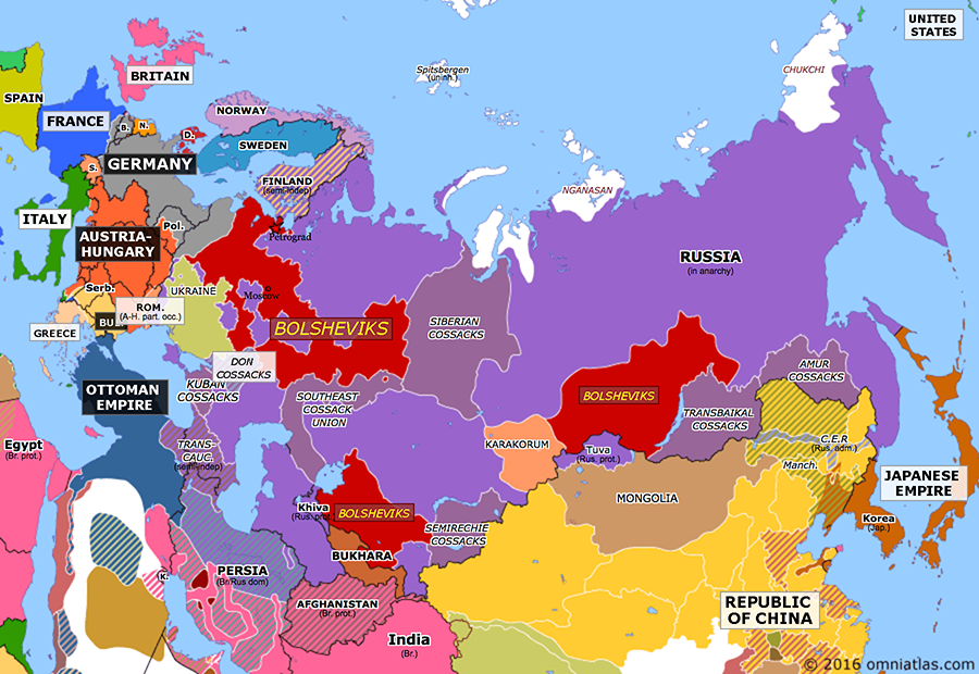 Bolsheviks Gain Control | Historical Atlas of Northern Eurasia (1 ...