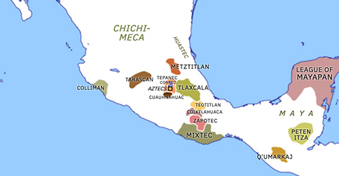 Political map of Mexico and Central America on 07 Sep 1427 (Late Pre-Columbian Era: Tepanec War), showing the following events: Tepanec War; Reign of Itzcoatl.
