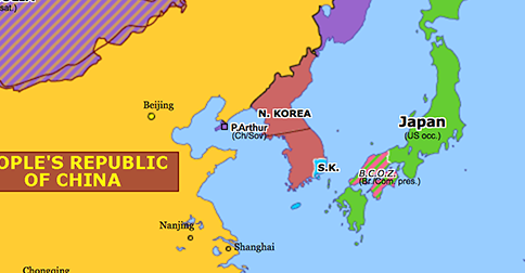 South Korea China Map Korean War | Historical Atlas Of East Asia (14 September 1950) | Omniatlas