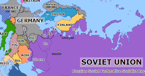 soviet union map 1940