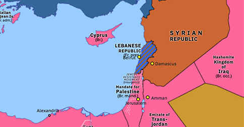 Historical Atlas of Eastern Mediterranean 1946: French Evacuation of Syria