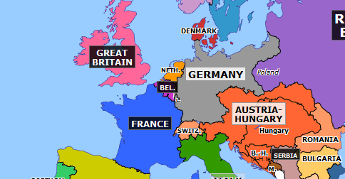 Political Map Of Europe 1914 Outbreak Of The Great War | Historical Atlas Of Europe (4 August 1914) |  Omniatlas