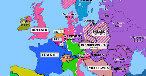 Map Of Europe In 1945 Division of Germany and Austria | Historical Atlas of Europe (13 