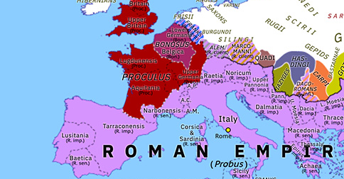 Proculus and Bonosus | Historical Atlas of Europe (late 280) | Omniatlas