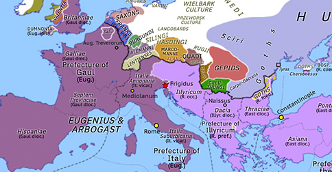 Historical Atlas of Europe 394: Battle of the Frigidus