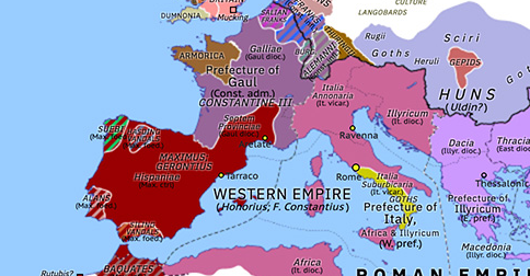 Downfall of Constantine III | Historical Atlas of Europe (spring 411 ...