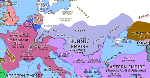 Attila’s Empire | Historical Atlas of Europe (late 445) | Omniatlas