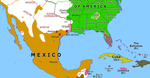 Map Of Texas And Mexico Texas Revolution | Historical Atlas Of North America (21 April 1836) |  Omniatlas