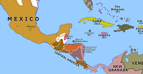 Map Of Mexico And Central America Fragmentation Of Central America | Historical Atlas Of North America (26  October 1838) | Omniatlas