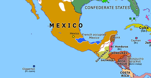 French Intervention in Mexico | Historical Atlas of North America (22 ...