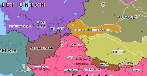 Turkestan In World Map First East Turkestan Republic | Historical Atlas Of Southern Asia (12  December 1933) | Omniatlas