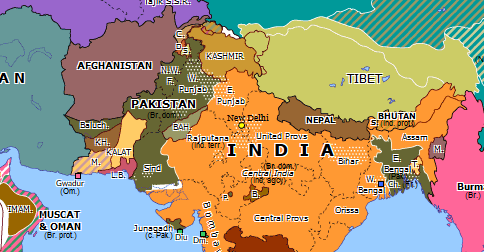 British India Map 1946 Partition Of India | Historical Atlas Of Southern Asia (15 August 1947) |  Omniatlas