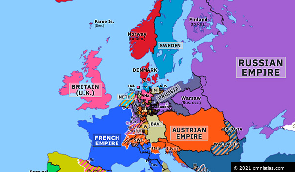 Treaty of Kiel | Historical Atlas of Europe (14 January 1814) | Omniatlas