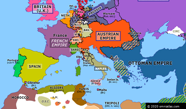 Neapolitan War Historical Atlas Of Europe 8 April 1815 Omniatlas   Europe18150408 