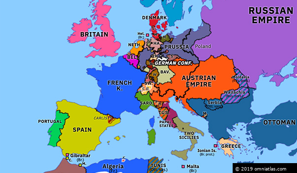 Sonderbund War | Historical Atlas of Europe (3 November 1847) | Omniatlas