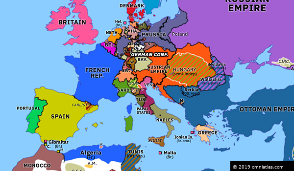 First Italian War of Independence | Historical Atlas of Europe (11 ...