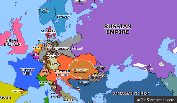 Truce of Malmö | Historical Atlas of Europe (26 August 1848) | Omniatlas