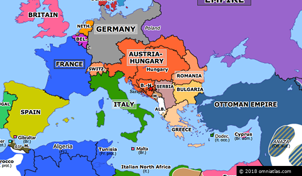 Assassination Of Franz Ferdinand Historical Atlas Of Europe 28 June 1914 Omniatlas