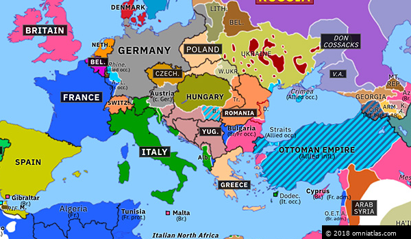 New Countries In Eastern Europe Historical Atlas Of Europe 4 December 1918 Omniatlas