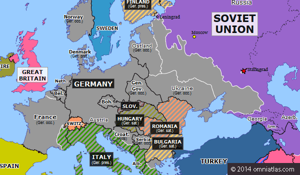 Карта европы в 1942 году