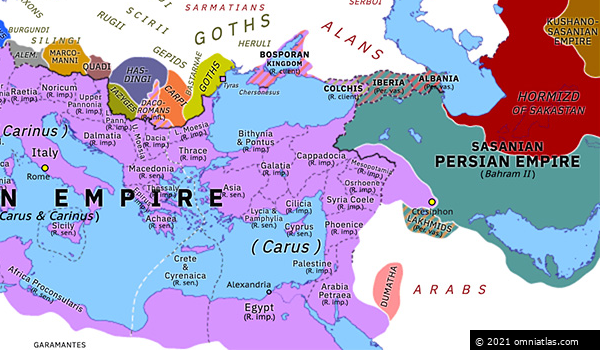 Carus’ Persian campaign | Historical Atlas of Europe (July 283) | Omniatlas