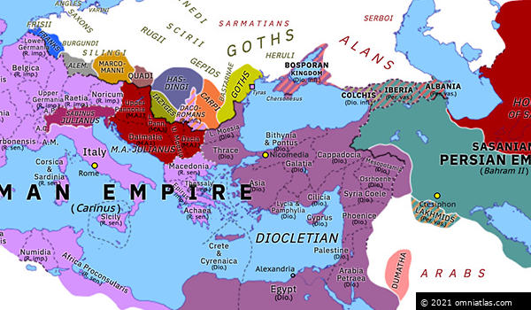 Diocletian vs Carinus | Historical Atlas of Europe (December 284 ...