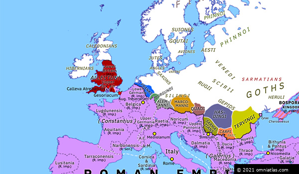 Battle of Calleva Atrebatum | Historical Atlas of Europe (September 296 ...