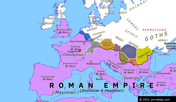 Battle of Lingones | Historical Atlas of Europe (circa 302) | Omniatlas