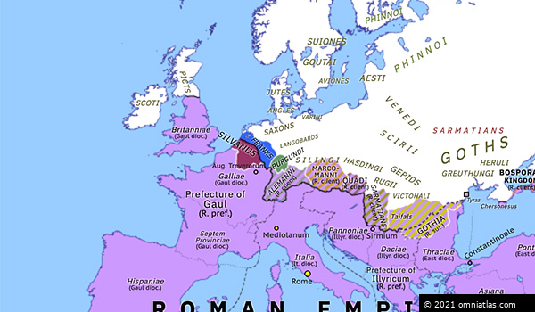 Silvanus | Historical Atlas of Europe (11 August 355) | Omniatlas