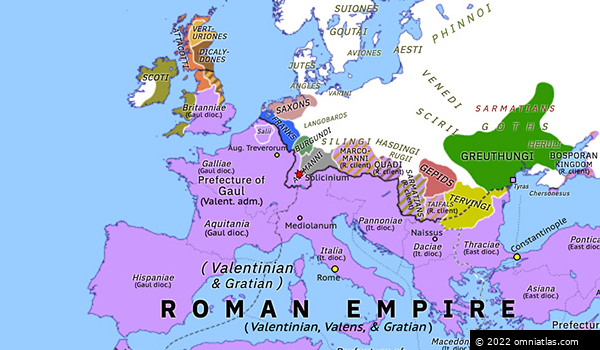 Battle of Solicinium | Historical Atlas of Europe (summer 368) | Omniatlas