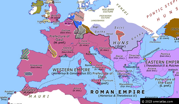 Constantius III | Historical Atlas of Europe (8 February 421) | Omniatlas