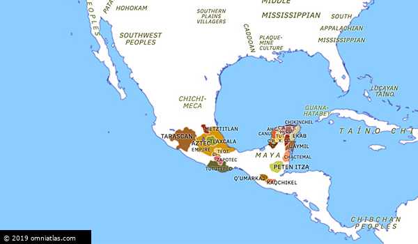 Aztec expansion | Historical Atlas of North America (1486) | Omniatlas