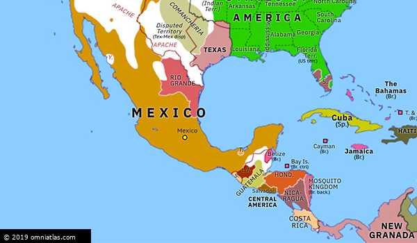 Centralist Mexico Historical Atlas Of North America 26 January 1840 Omniatlas 9599