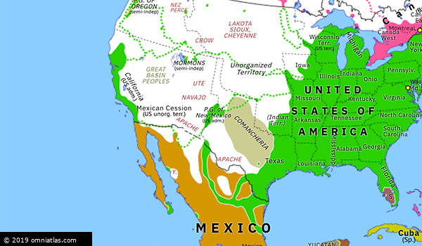 Treaty Of Guadalupe Hidalgo Historical Atlas Of North America 2 February 1848 Omniatlas