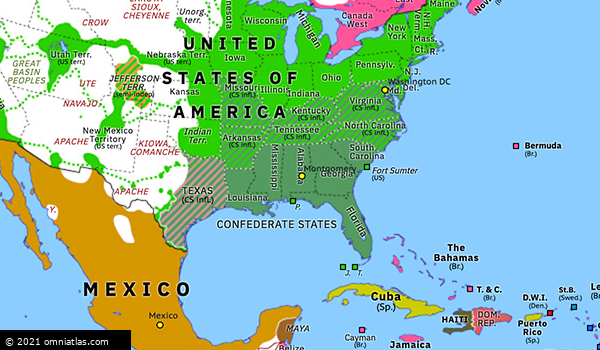 1861 UNITED STATES MAP RHODE ISLAND SOUTH CAROLINA DAKOTA TENNESSEE TEXAS UTAH 