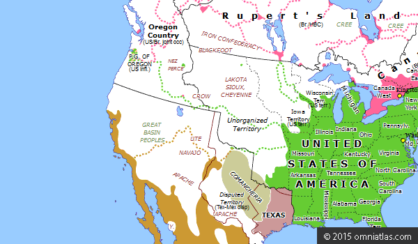 Oregon Dispute | Historical Atlas of North America (2 October 1843 ...