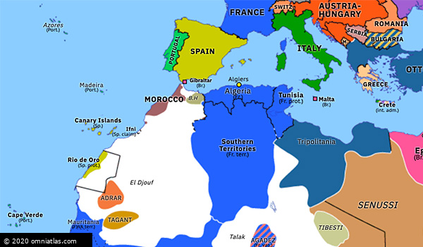 Tangier On World Map Tangier Crisis | Historical Atlas Of Northern Africa (31 March 1905) |  Omniatlas