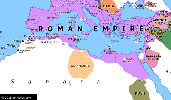 Roman North Africa Map Garamantian War | Historical Atlas Of Northern Africa (Spring 70 Ad) |  Omniatlas
