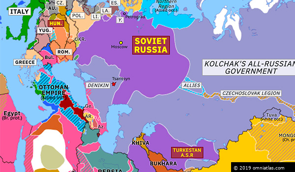 Denikin and Yudenich Attack | Historical Atlas of Northern Eurasia (1 ...