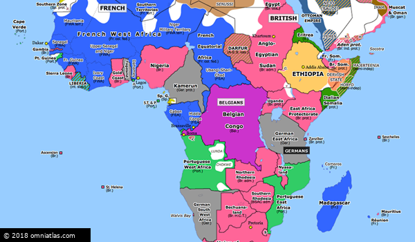 Outbreak Of The Great War Historical Atlas Of Sub Saharan Africa 4 August 1914 Omniatlas 9531