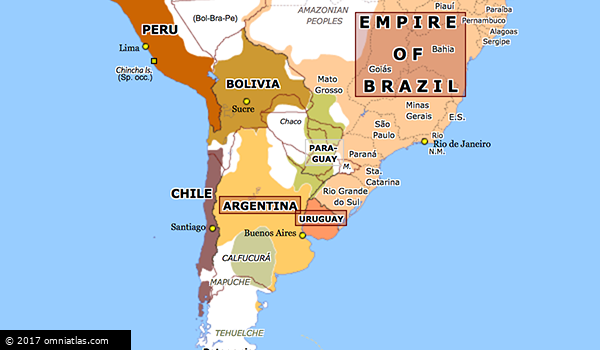 Paraguayan Offensives Historical Atlas Of South America 5 August 1865 Omniatlas