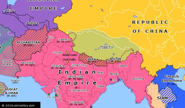 Simla Accord | Historical Atlas of Southern Asia (3 July 1914) | Omniatlas