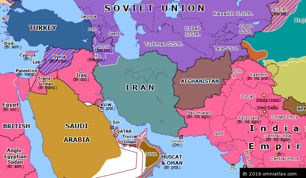 Iran Crisis Historical Atlas Of Southern Asia 2 March 1946 Omniatlas   Southasia19460302 